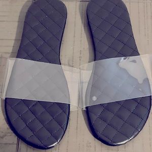 BLACK SLIDES WITH CLEAR BAND